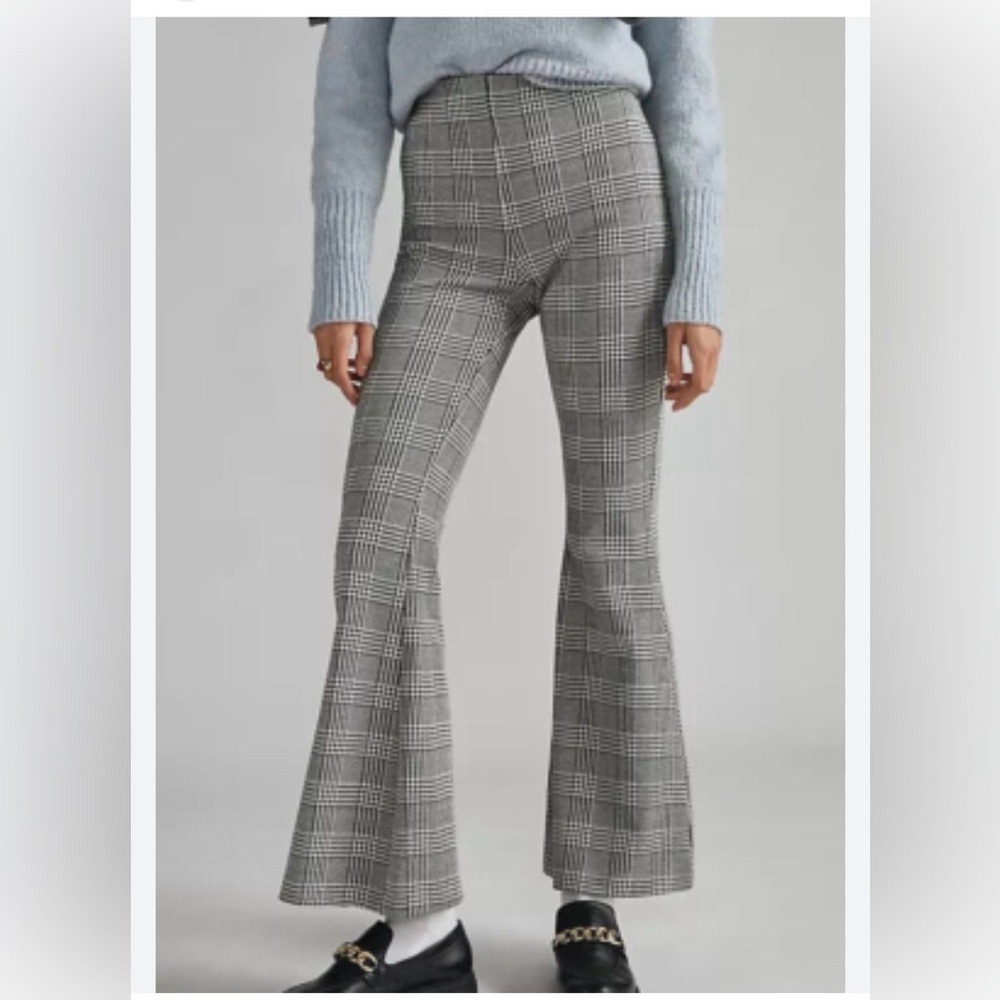 Anthropologie Maeve Black & White Plaid Boot Cut Pants